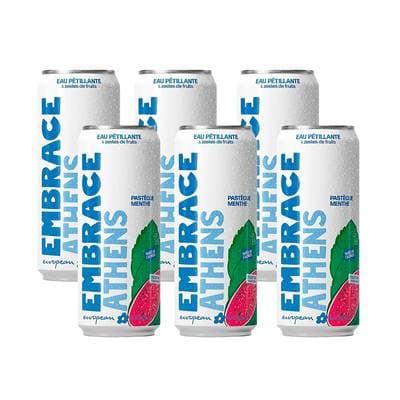 Embrace ATHENS, Boisson Pétillante Pastèque Menthe, Lot de 6x33cl