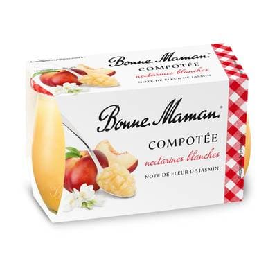 Bonne Maman Compotée nectarines blanches fleur de jasmin, 2x130g