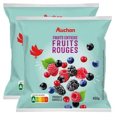 Auchan Mélange de fruits rouges entiers, Lot de 2x450g