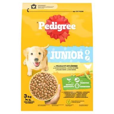 Pedigree Croquettes Volaille Légumes Junior pour Chiot moyen et grand, 3kg