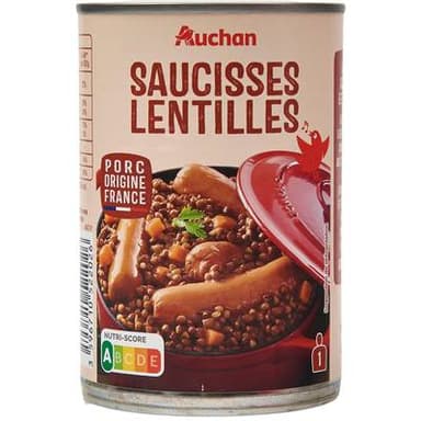 Auchan Saucisses aux lentilles, 420g