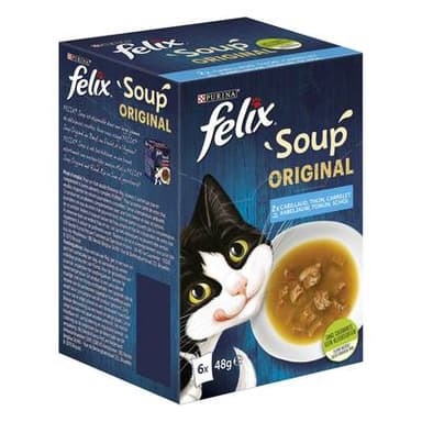 Purina - Félix Sachets Soupe Sélection Poisson pour chat, 6x48g