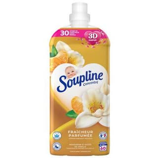 Soupline Adoucissant Concentré 3D Fraîcheur Parfumée Mandarine & Notes De Vanille, 1,28L