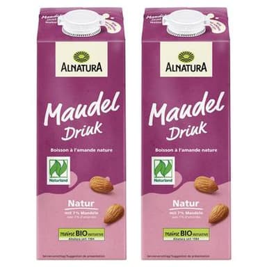 Alnatura Amande non sucrée Boisson Végétale Bio, Lot de 2x1L