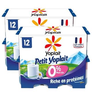 Yoplait Fromages frais 0%mg, Lot de 2 - 12x60g