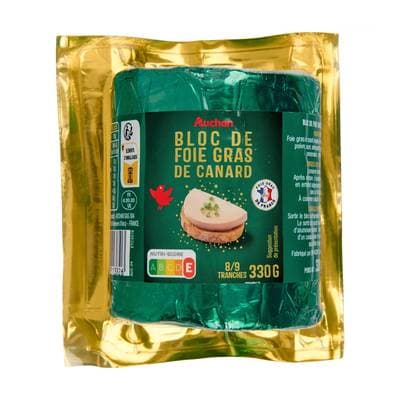 Auchan Bloc de Foie Gras de Canard, 8/9 parts - 330g