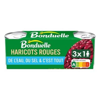 Bonduelle Haricots rouges jus nature en conserve, 3x125g