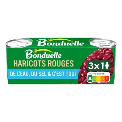 Bonduelle Haricots rouges jus nature en conserve, 3x125g