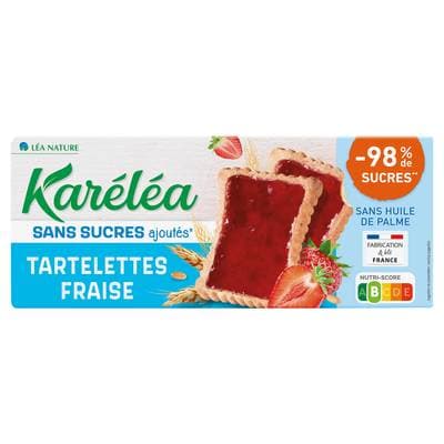 Karéléa Tartelettes Fraise Sans Sucres Ajoutés -98% de sucres en moins, 145g