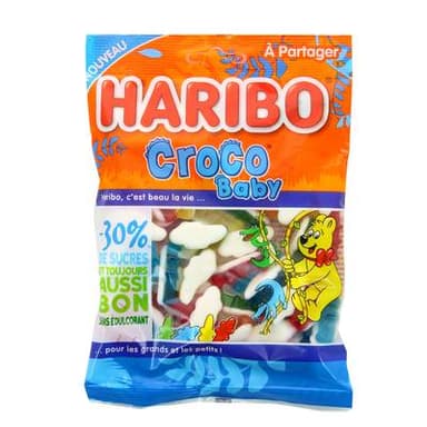 Haribo Bonbons croco baby -30% de sucre, 165g