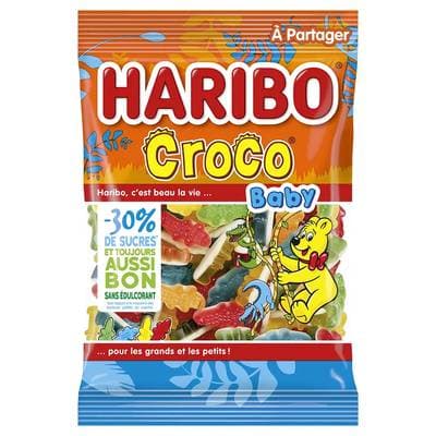 Haribo Bonbons croco baby -30% de sucre, 165g