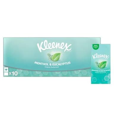 Kleenex Mouchoirs Menthol Eucalyptol Respirer, 10 étuis