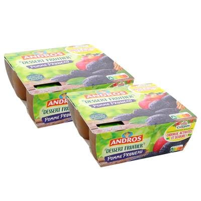Andros Compote Pomme pruneau, Lot de 2 - 4x100g