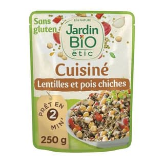 Jardin Bio Etic Lentilles et pois chiches cuisinés bio sans gluten, 220g