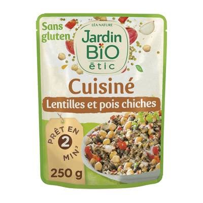 Jardin Bio Etic Lentilles et pois chiches cuisinés bio sans gluten, 220g