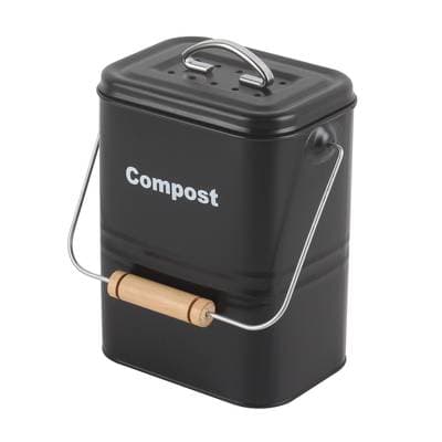 Arvix Seau à compost en métal noir 3 L