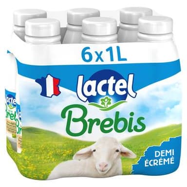 Lactel Lait brebis demi-écrémé 1,5% mg, 6x1l
