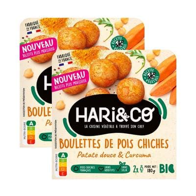 HARI&CO Boulettes de Pois Chiches Bio, Lot de 2x180g