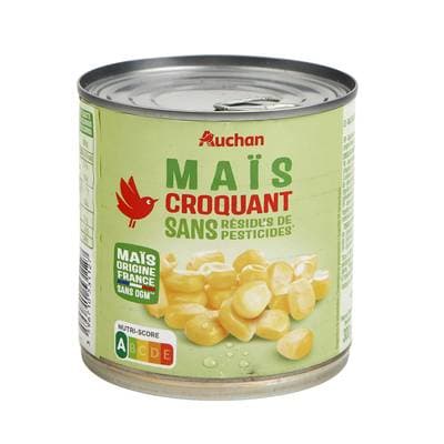 Auchan Maïs croquant sans résidu de pesticides sans OGM, 285g