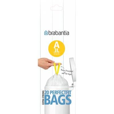 Brabantia Sacs poubelle 3L - Taille A, 20 sacs de 3L - Taille A