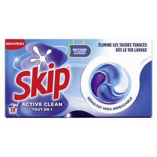 Skip Lessive Capsules Tout en 1 Active Clean, 38 capsules