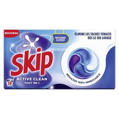 Skip Lessive Capsules Tout en 1 Active Clean, 38 capsules