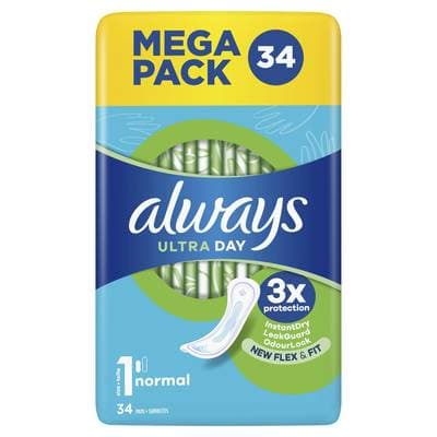 Always Serviette Ultra Normal (Taille 1), 34 serviettes