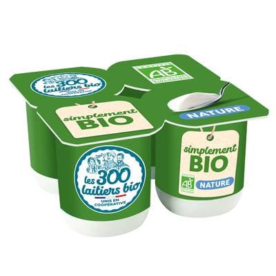 Les 300 laitiers bio Yaourts Nature Bio, 4x110g