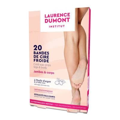 Laurence Dumont Bandes de cire Froide Jambes Corps Aloé Vera Peau Sensible, 20 bandes