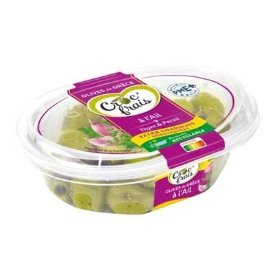Croc'Frais Olives Dénoyautées à l'Ail, 200g