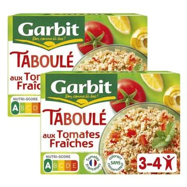 Garbit Taboulé aux tomates fraîches, citron, menthe et huile d'olive vierge, Lot de 2x525g