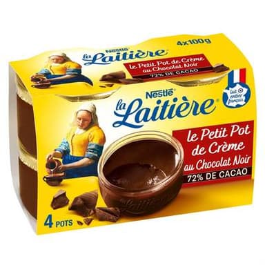La laitière Petit pot de crème dessert chocolat noir, 4x100g
