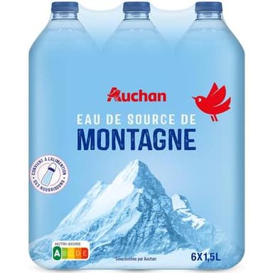 Auchan Eau de source de montagne, 6x1,5L