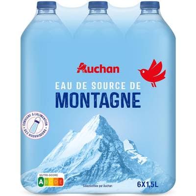 Auchan Eau de source de montagne, 6x1,5L