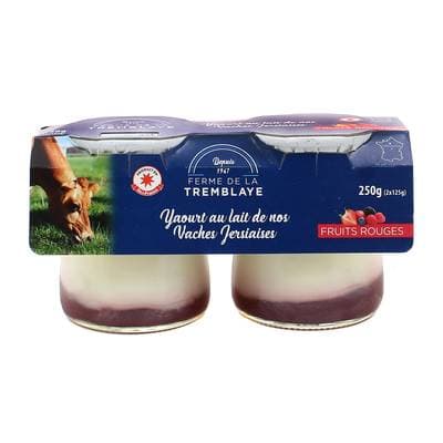 La Ferme de la Tremblaye Yaourt fermier Fruits rouges au lait de vache Jersiaise, 2x125g