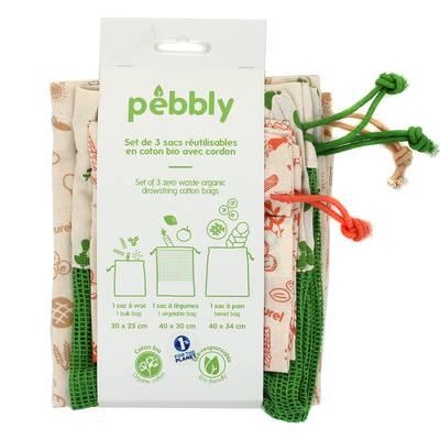 Pebbly - Set zéro déchet en coton biologique 