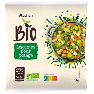 Auchan BIO Mélange de légumes pour potage bio, 1kg