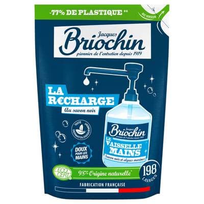 Briochin Recharge liquide vaisselle et main au savon noir et aux l'algues marine Ecocert, 450ml