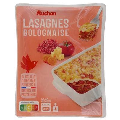 Auchan Lasagnes à la Bolognaise, 4 Parts - 1kg