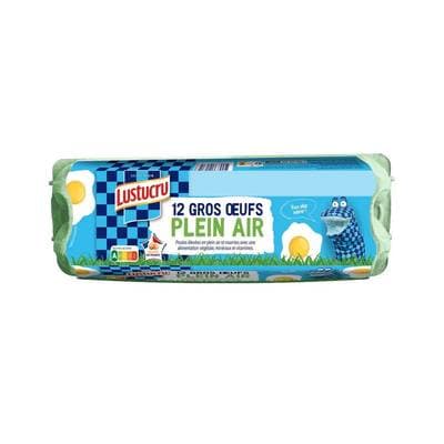 Lustucru Oeufs de poules élevées en plein air gros calibre, 12 oeufs