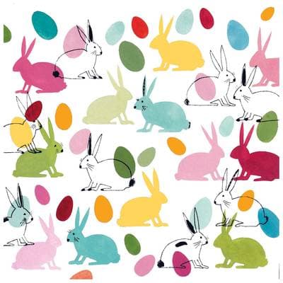Paperproducts Design Serviettes en papier Lapins & Oeufs multicolors, 20 serviettes de 33x33 cm