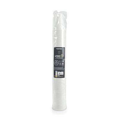 Homea Gobelets à eau en PP reutilisable 20 cl Blanc, 100 pièces