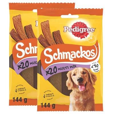 Pedigree Schmackos multi mix - Récompenses pour chien adulte x20, Lot de 2x144g