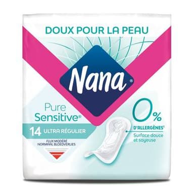 Nana Serviettes hygiénique normal - Pure Sensitive 0%, 14 serviettes
