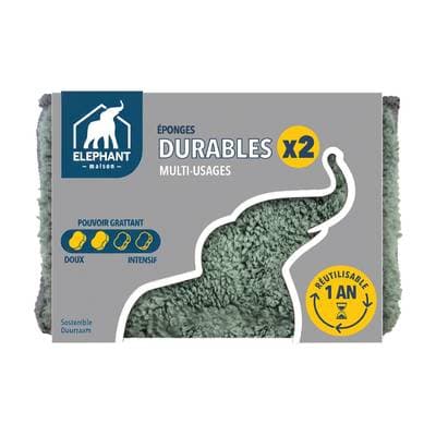 Elephant Eponge durable multi-usages, 2 éponges