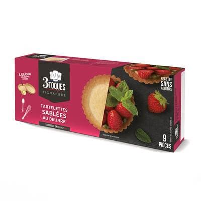 Les 3 Toques 9 Tartelettes Sablées au Beurre à garnir, 216g