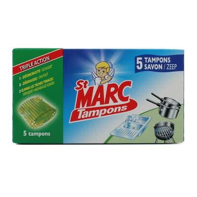 St-Marc Tampons Savon Triple Action Désincruste et Dégraisse, 5 tampons
