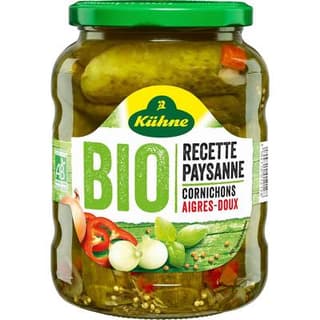 Kühne Cornichons aigres-doux Recette Paysanne Bio, 380g