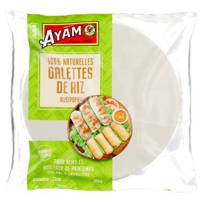 Ayam Galettes de riz pour nems et rouleaux de printemps, 200g