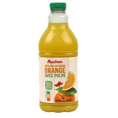 Auchan Pur Jus d'Orange Avec Pulpe, 1,5l